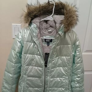 Lands' End Kids Shiny Mint Puffer Coat